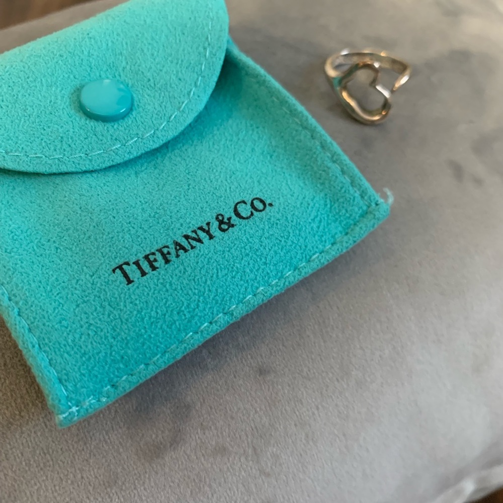 Sterling silver open heart Tiffany & Co ring